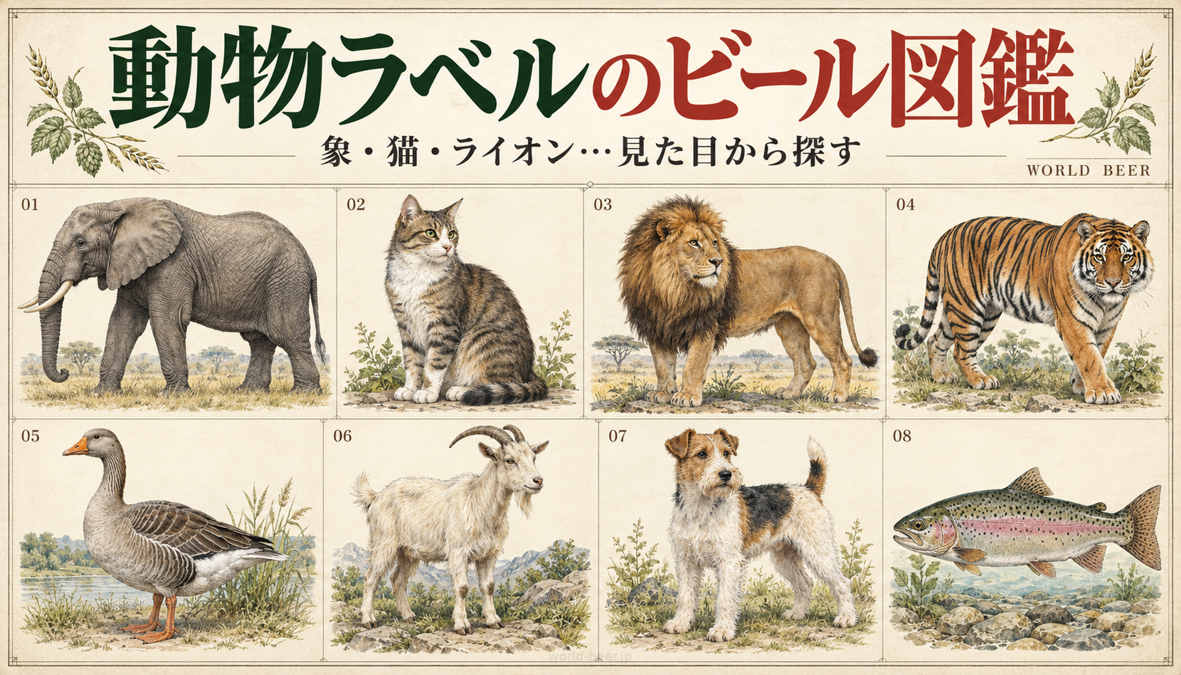 動物ラベルのビール図鑑の表紙