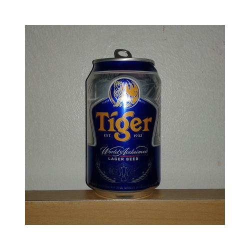 2014年のタイガー・ラガービールの缶。虎の図柄とTigerの文字