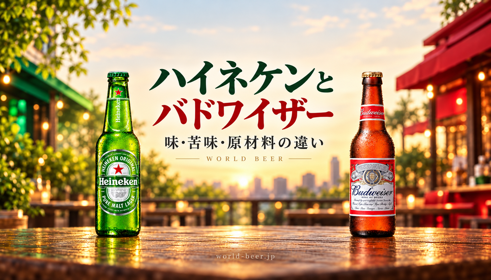 ハイネケンとバドワイザー、味と原材料の違いを比較