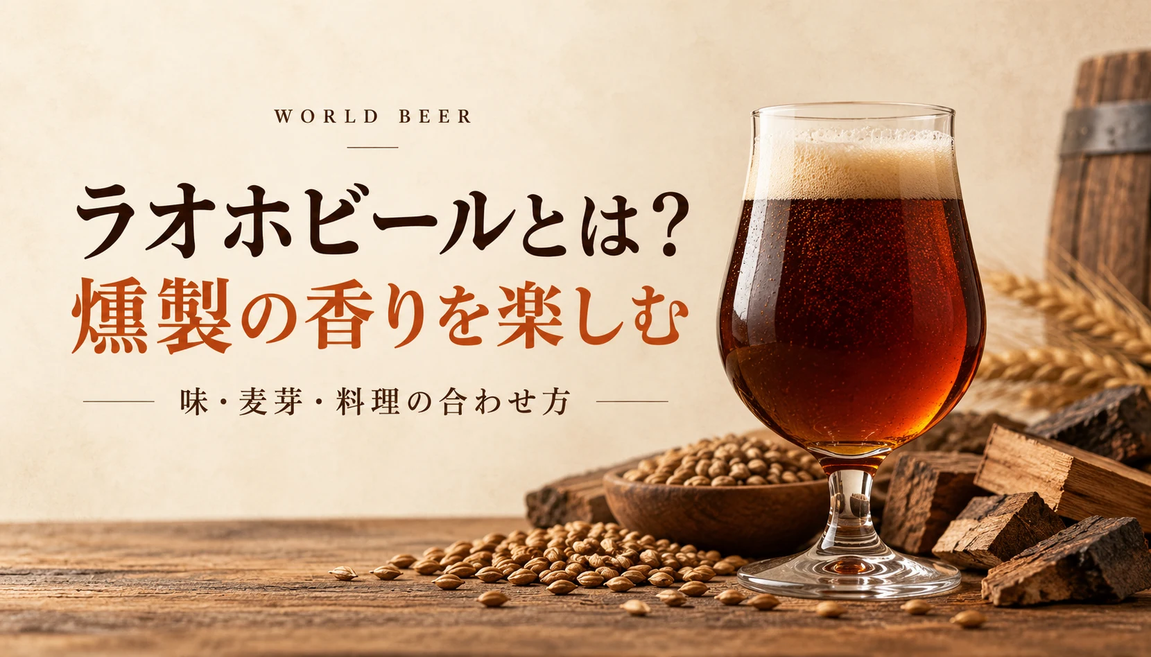 ラオホビールの燻製の香りと料理の合わせ方を紹介するイメージ