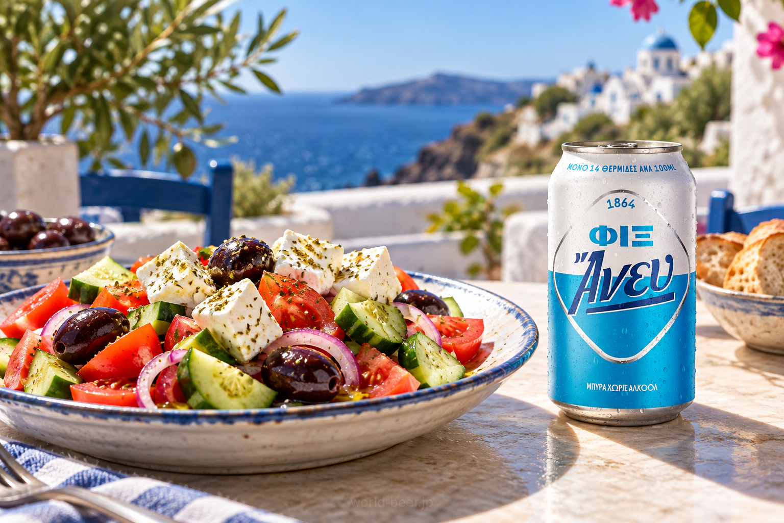 ギリシャのフィックス アネフと料理(生成イメージ)
