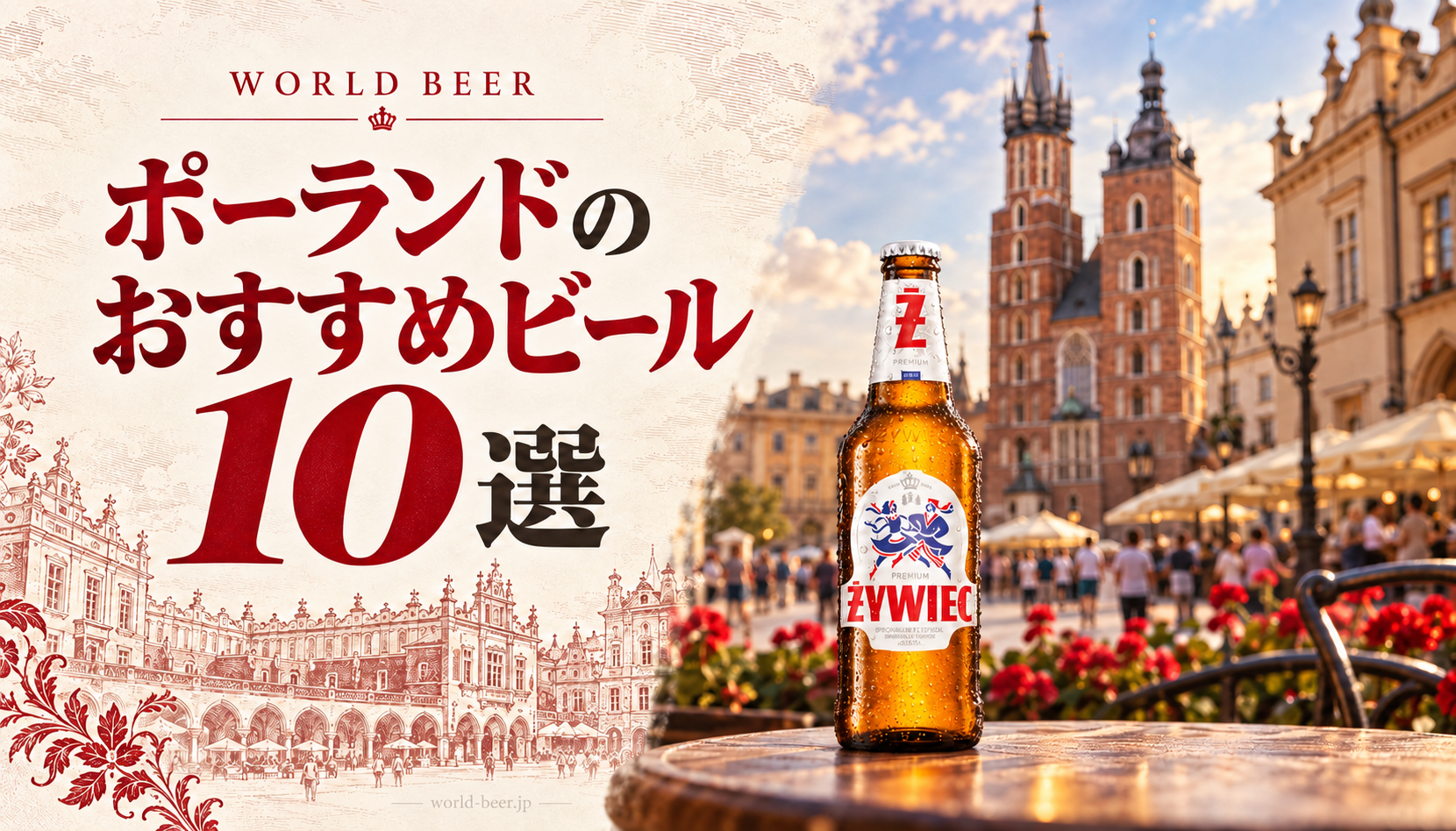 ポーランドのおすすめビール10選。クラクフの旧市街をモチーフにした生成イメージ