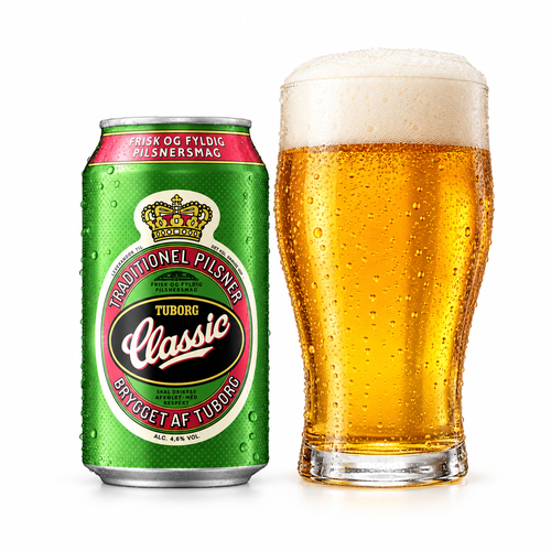 ツボルグ クラシックの缶とグラス（生成イメージ）