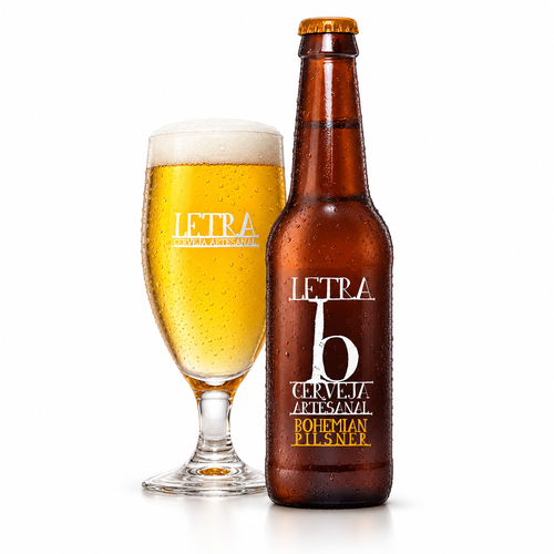 レトラ Bのラベル付き瓶全体とビールを注いだグラス(生成イメージ)