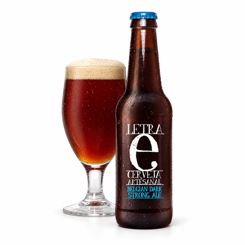 レトラ Eのラベル付き瓶全体とビールを注いだグラス(生成イメージ)