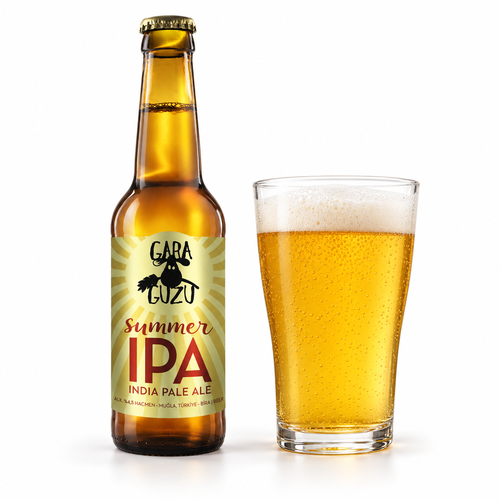 ガラグズ サマーIPAのラベル付き瓶とビールを注いだグラス