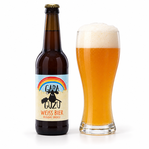 ガラグズ ヴァイスビアのラベル付き瓶とビールを注いだグラス